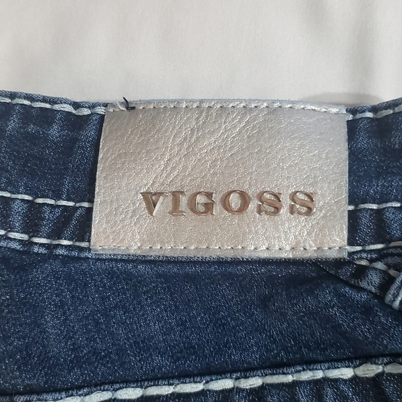 Vigoss Indigo Boot Cut Jeans with Embroidered Pockets. Bootcut Sz 12 - Picture 2 of 9